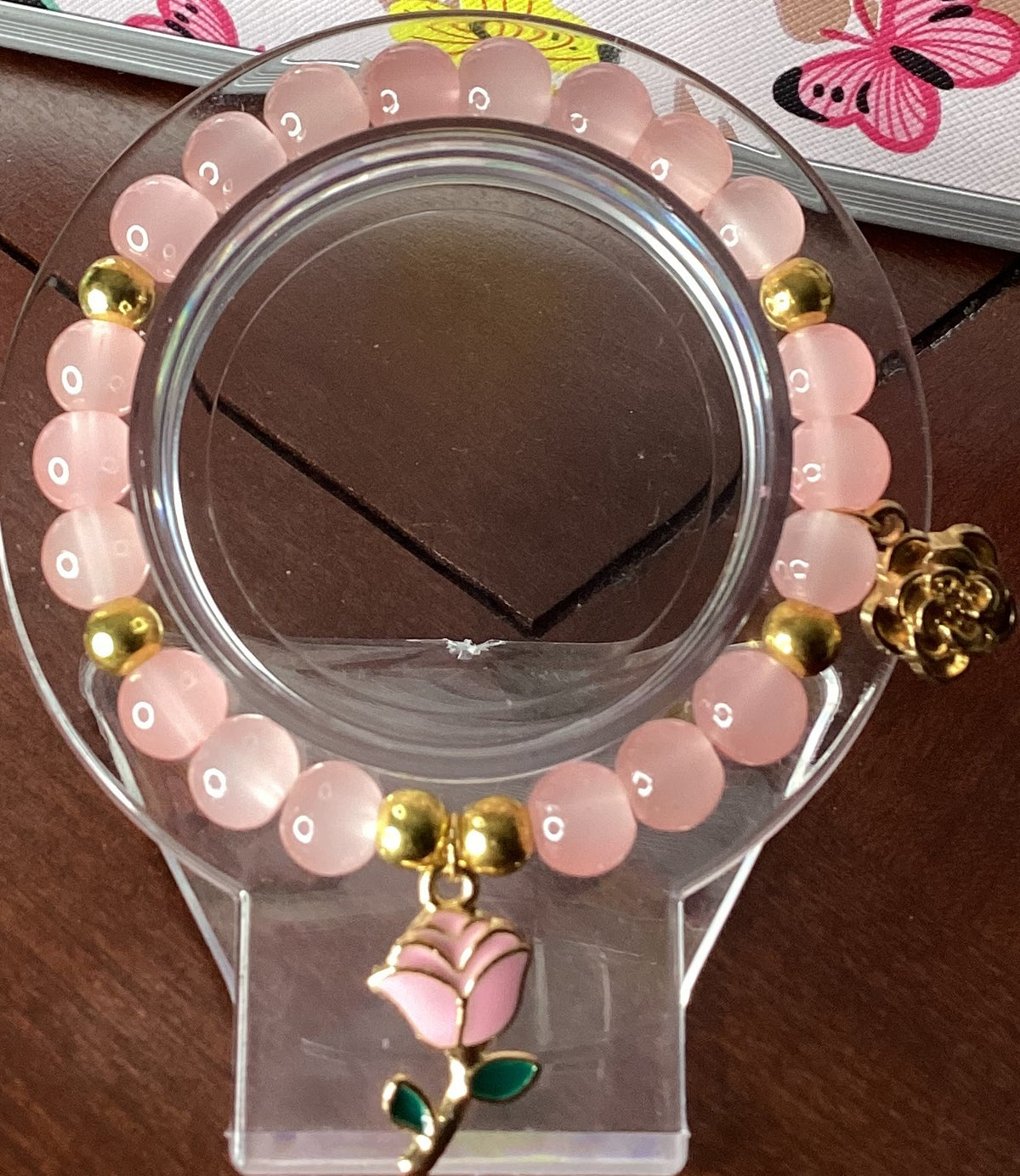 Pink Rose w/ gold rose