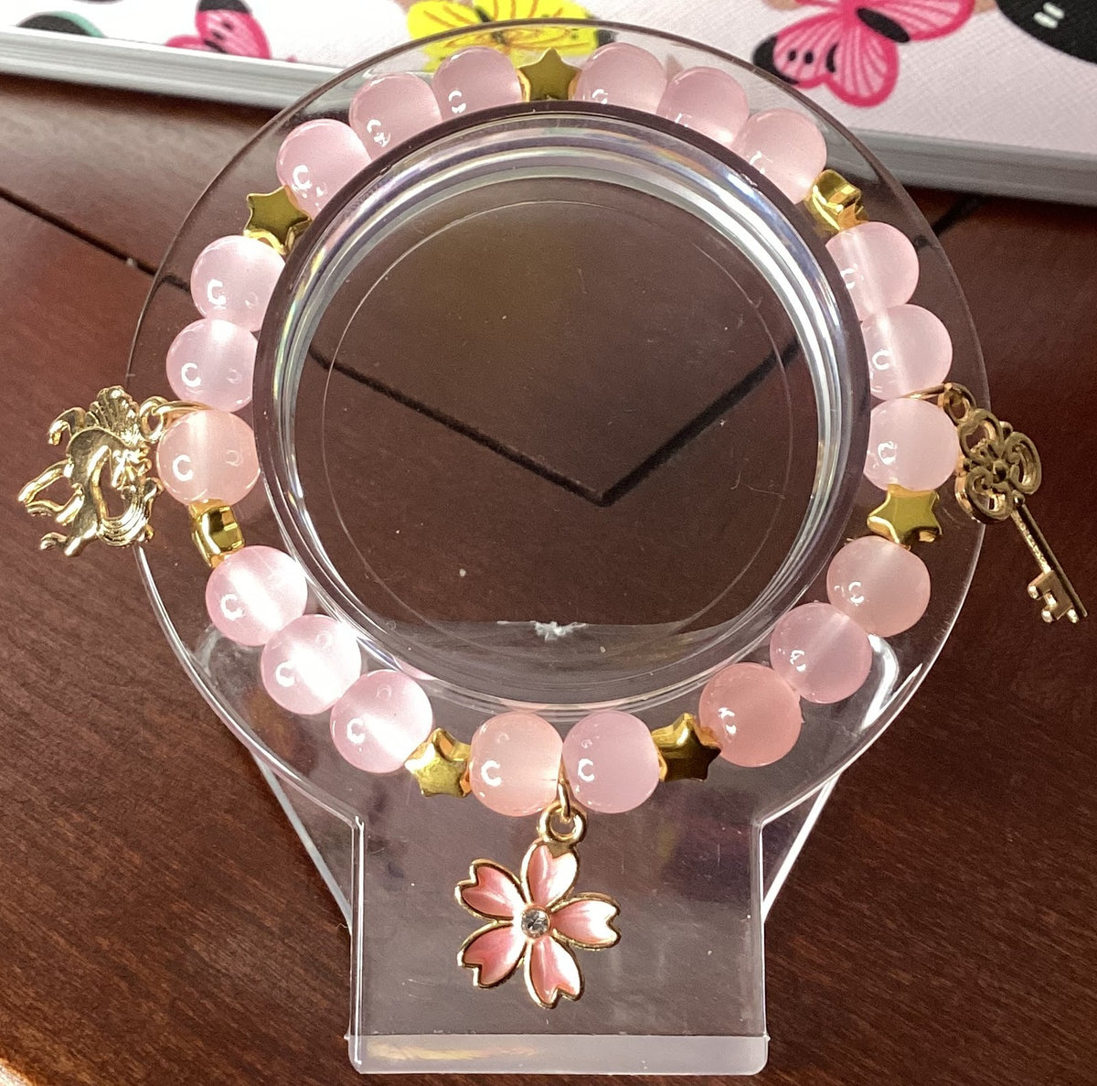 Pink Lily w/ key and unicorn