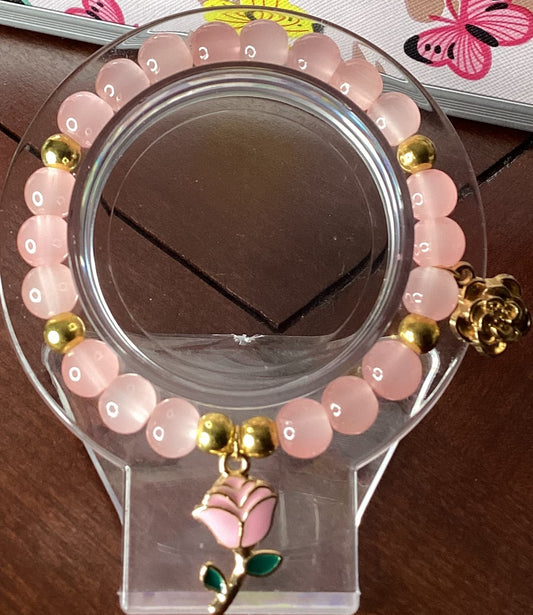 Pink Rose w/ gold rose